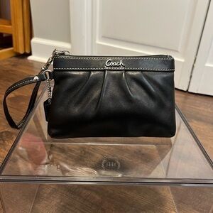 Coach Soft Genuine Black Leather Wristlet